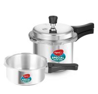 Pigeon by Stovekraft (14331) Aluminium Pressure Cooker Combo 2 Litre and 3 Litre Induction Base Outer Lid (Silver)