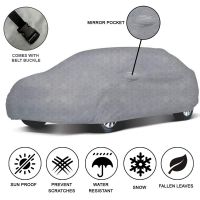 Oshotto/Recaro 100% Dust Proof, Water Resistant Grey Car Body Cover with Mirror Pocket Compatible with Volvo S-90