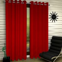 Heart Home Zig Zag Design 2 Pieces Sheer Door Curtains Linen Look Semi Transparent Voile Grommet Elegance Curtains For Living Dining Room, Bedroom Drapes 48 x 84 Inch Long, (Red) - CTHH7330,Standard