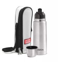 Milton Flip Lid 350 Thermosteel 24 Hours Hot and Cold Water Bottle with Bag, 1 Piece, 350 ml, Silver | Leak Proof | Office Bottle | Gym Bottle | Home | Kitchen | Hiking | Trekking | Travel Bottle