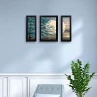 Amazon Brand - Solimo Full Moon Painting with Frame, Set of 3
