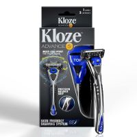 Kloze Advance 5, Shaving Razor For men with 5 Blades + Trimmer Blade (2 Cartridges), Easy & Smooth Shave