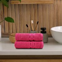 Trident Comfort Living Pack of 2 Hand Towels, Cotton Rich, Sanitized Finish, Quick Dry, Travel Friendly, 40 Cms x 60 Cms - Candy Glow