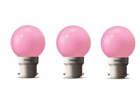 wipro Safelite N10004 B22 0.5-Watt Led Night Lamp (Pack Of 3, Pink)