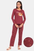 Rosaline Starry Nights Knit Cotton Pyjama Set - Pomegranate