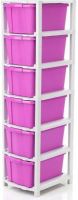 vokay MULTI Layer Plastic Modular Basket Drawer Chest Storage Plastic Free Standing Cabinet  (Finish Color - Pink, Pre-assembled)