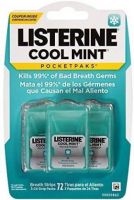 LISTERINE Pocketpaks Breath Strips, Cool Mint, 72 Count - MINT  (72 No)