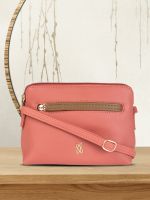 Baggit Pink & Brown Colourblocked Structured Sling Bag