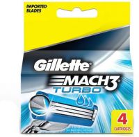 Gillette Mach3 Turbo 3-Bladed Cartridges with Comfort Gel  (Pack of 4)