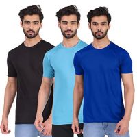 [Sizes M, L, XL] London Hills Solid Men Round Neck Multicolor T-Shirt (Pack of 3)