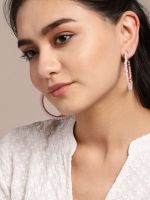 Sangria Pink & Gold-Toned Beaded Circular Hoop Earrings