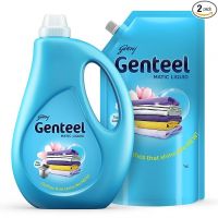 Genteel Matic Liquid Detergent 1kg bottle + 1kg Refill Pouch | For Both Top load and Front load Washing | No Soda Formula | with Added Fabric Conditioner