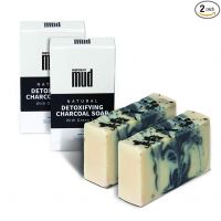 MensXP Mud Natural Handmade Detoxifying Activated Charcoal Soap With Black Clay, Shea Butter & Green Tea, Cold Pressed - Set Of 2