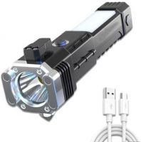 Dotcom flashlight with side light with 4 modes Torch  (Black, 5 cm, Rechargeable)