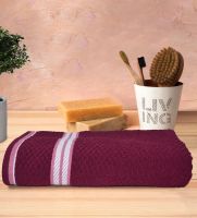 Maroon 100% Cotton Patterned 400 GSM Bath Towel,
