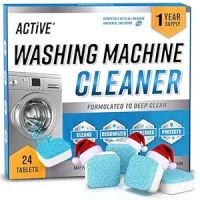 ACTIVE Washing Machine Cleaner Descaler 24 Pack - Deep Cleaning Tablets For HE Front Loader & Top Load Washer, Clean Inside Drum And Laundry Tub Seal (Washing Machine Cleaner Tablets - 24 Pack)