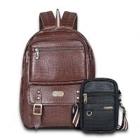 Pramadda Pure Luxury Casual Vegan Leather Laptop Backpack Side Crossbody Sling Bag For Men Women Combo | Special Birthday Anniversary Corporate Gift Pack | Unique Useful Gift Set.