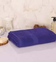 Purple Cotton Solid 330 GSM Bath Towel, 