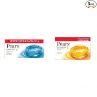 Pears Soft and Fresh Bathing Bar, 125g (Buy 3 Get 1 Free) & Pears Pure And Gentle Soap Bar, 125g (Pack Of 3)