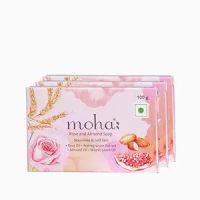 moha: Rose and Almond Bath Soap | Bathing Soap For Face & Body | Unisex Bathing Bar (Buy 2 & Get 1 Free, Pack of 3)