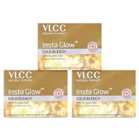VLCC Insta Glow Gold Bleach - 30g X 3 (Pack of 3) - With Colloidal Glow For Glowing Fairness | Skin Brightening Bleach | Perfect Skin Match, Reduces Facial Hair Visibility, Brightens Complexion