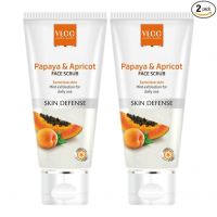 VLCC Papaya & Apricot Face Scrub - 80g - (Pack of 2) | Gentle Scrub to Remove Dead Skin, Dirt | Mild Exfoliating Scrub | Sensitive Skin Scrub | Remove Blackheads & Whiteheads.