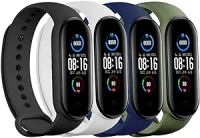 VEROX Adjustable Band Strap Compatible with Mi Band 5 Strap & Mi Band 6 Strap Smart Band Replacement- Set of 4(Black,White,Navy Blue, Green)