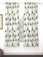 Story@Home Nature Grey & White 2 Pieces Floral Printed Window Curtains