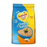 Saffola Masala Oats Cheesy Italian, Creamy Flavoured Rolled Oats with High Fibre, Yummy Anytime Snack, 400g