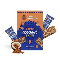 GO DESi Badam Coconut Barfi | 400 Grams Burfi | Indian Sweets Gift Pack | Individually Wrapped Burfi | DESi Meetha | Dry Fruits Sweet | Almond Nuts bar | Sweets Indian Mithai