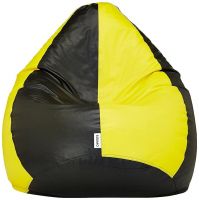 Amazon Brand - Solimo XXL Bean Bag Cover (Yellow and Black) (Faux Leather)