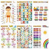 Vantagekart Alphabets, Numbers, Weekdays, Colours, Months, Body Parts Educational Wall Posters/Charts for Preschool Kids, Learning Toy