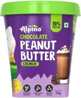 ALPINO Chocolate Peanut Butter Crunch 1kg - Roasted Peanuts, Chocolate Paste, Brown Sugar & Sea Salt - 24g Protein, non-GMO, Gluten Free, Vegan – Plant Based Peanut Butter Crunchy