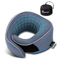ANYCHO Neck Pillow For Travel, Memory Foam Travel Pillow for Neck Adjustable - Travel Neck Pillow
