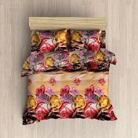 Homefab India 140 TC 3D Floral Double BedSheet with 2 Pillow Cover - Multicolor