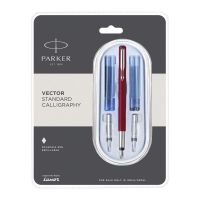 Parker Vector Standard Calligraphy CT Fountain Pen + Ink_Red