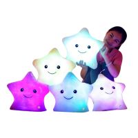34cm Creative Toys Glowing Pillows Soft Stuffed Plush Glowing Colorful Stars Cushion Led Light Toys 