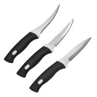 [LD] La Forte Stainless Steel Kitchen Knife Set with Soft Grip, 3-Pieces (Black)