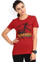 FIFA Portugal Graphic Print Women Round Neck Red T-Shirt
