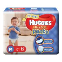 Huggies Ultra Soft Pants Diapers For Boys, Medium (Pack of 30)