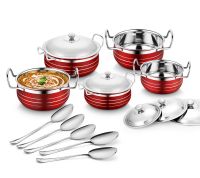 Classic Essentials Stainless Steel Handi Set, 10-Pieces, Red