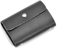  Billionbag Pack Of 1  24 Bits Black Card Holder Leather Business Card Holder   (Set of 1, Black)