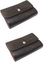 Billionbag Pack of 2 Black Card Holder Leather Business Card Holder Credit Card Holder Case Card 24 Card Holder  (Set of 2, Black)