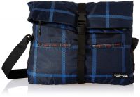 The Vertical Chequered Polyester 7 Ltrs Navy Messenger Bag (8903496091410)