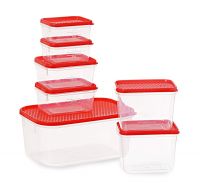 All Time Plastics Polka Container Set, 7-Pieces, Red