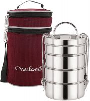 Neelam Stainless Steel Lunch Box Set, 10-Pieces, Silver