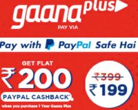 [1st Ever] Get 100% Cashback Voucher Upto Rs. 200 via PayPal on Gaana 
