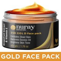 Nuray Naturals Vegan 24k Gold Face Pack Mask For Fairness, Glow and Skin Tightening, 50 g