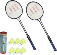 ROXON Polo Badminton Set Of 2 Piece Racquet with 6 Piece Sunley Extreme Plastic Shuttle Badminton Kit