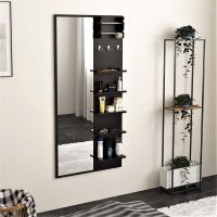 Bluewud Freddie Dressing Table with Shelves, Mirror and Hanging Hooks (Wenge)